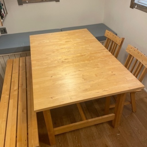 IKEA ダイニングテーブル　イス\u0026ベンチ付き