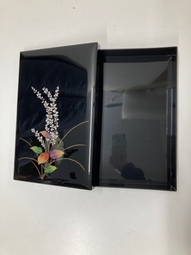 文箱 文庫箱 漆塗 漆器 収納 道具箱 黒 花 和風 小道具