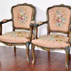 山口)下松市より イタリア製 アンティーク調 ロココ調 アーム付き