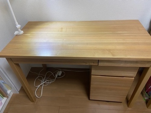 無印良品　オーク材デスク　キャビネット、椅子付き