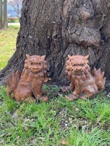 逸品 貴重 狛犬 獅子 シーサー 一対 置物 縁起物 置物 魔除け 開運 厄除け ☆お値下げ可‼️早い者勝ち♪