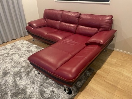 ロゾ4 本革カウチソファ　状態良