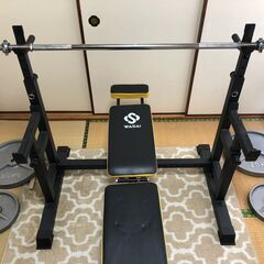ウェイトトレーニングセット（バーベル、プレート、ラック、ベンチ）