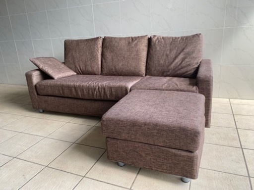 美品　カウチソファ　３人がけソファ　オットマン付き