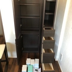 姿見ドレッサー　コンパクトで収納大　ダークブラウン　幅58×奥行き47×高さ172の画像