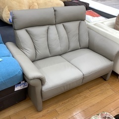 ニトリ　2人掛けソファー　ハイバック　グレー　半皮　幅130cm 高さ95cm 奥行80cm