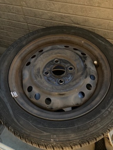 まだまだ溝あります！20年製サマータイヤ 155/65R14 4本セット ステールホイールCOCOA純正ホイールカバー付き