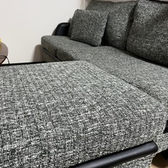 ソファ　グレー　オットマン付の画像