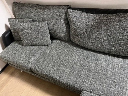 ソファ　グレー　オットマン付