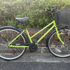 中古自転車 26インチ シティ 黄緑