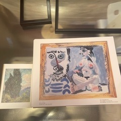 黒　額縁　写真立て　絵　2点セットの画像