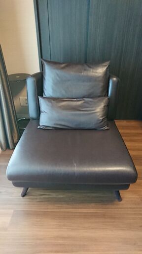 1人掛ソファー ダークブラウン クッション2個付き美品