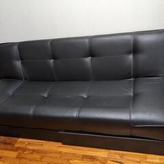 ニトリ 引き出し付 合皮ソファベッド 黒

の画像