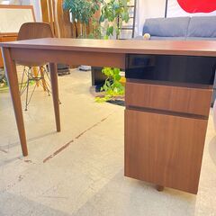デスク 机 作業台 パソコンデスク ブラウン 中古品