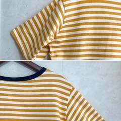 韓国ファッション ボーダーカットソー Tシャツ 半袖 ゆったりシルエット 異素材　★まとめ割対象品★の画像