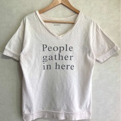 quadro クオドロ 厚手 Tシャツ リブあり 英字プリント フリーサイズ　★まとめ割対象品★の画像