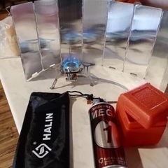ソロキャンプ用ガスコンロ　防風シールド付き