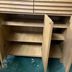大川家具　べジルレッドオーク90 サイドボード　無垢材　中古の画像