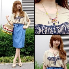 新品未使用　MODE ROBE ラインストーン×ビビッド マルチカラービジューネックレスの画像