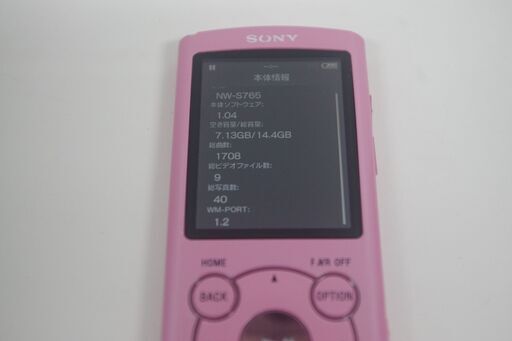 SONY/ソニー/WALKMAN/型番：NW-S765/16GB/ピンク