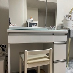 ニトリ 鏡台 三面鏡ドレッサー 椅子付き 中古品