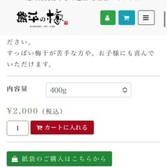 【引渡し済】熊平の梅　400g  和歌山南高梅の画像