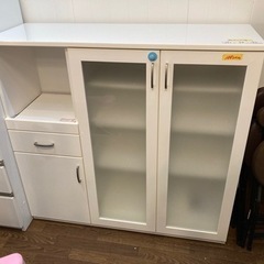 【食器棚】ホワイト　クリーニング済　配達可能　管理番号52903