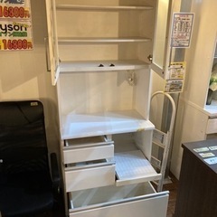 【食器棚】スリム、ホワイト　クリーニング済　配達可能　管理番号52903