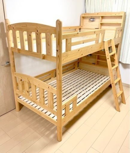 【耐荷重500kg】二段ベッド ファイン-ART (ナチュラル)　宮棚・コンセント付き