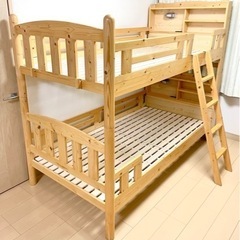 【耐荷重500kg】二段ベッド ファイン-ART (ナチュラル)　宮棚・コンセント付き