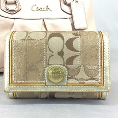 COACH コーチ ゴールドレザー×パッチワークシグネチャー L...