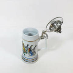 ドイツ製ビールジョッキ/陶器/蓋つき/アンティーク/の画像