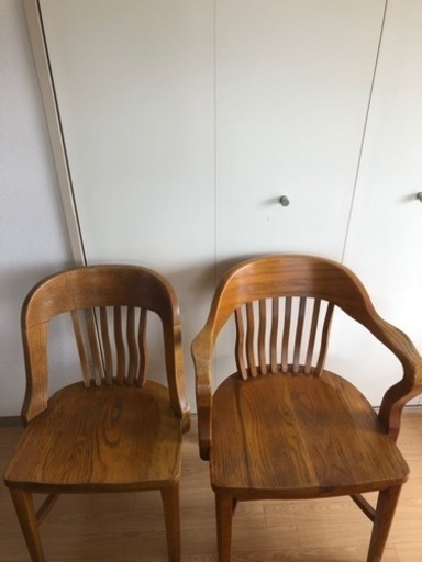 アメリカ　ビンテージ　木製　椅子　二脚セット