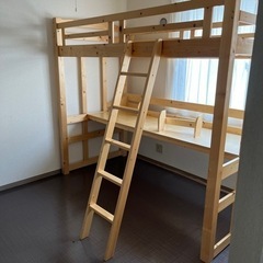 値引可！木製デスク付きロフトベット