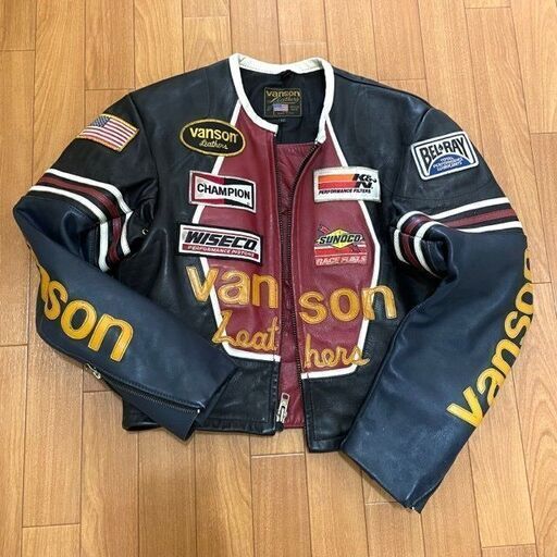 ◆ヴィンテージ◆ Vanson Leathers バイソン スター レザージャケット アメリカ製 バイク バイカー アメカジ サイズ40 約XLサイズ