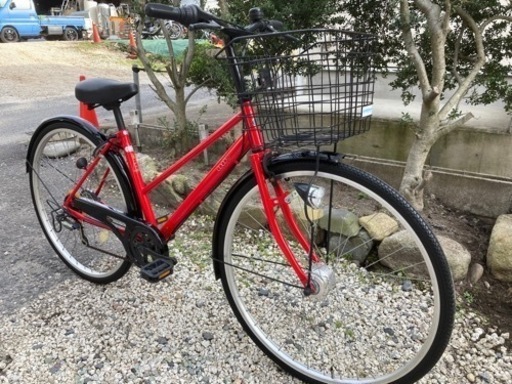 322.シティーサイクル27インチ赤（外装6段変速）
