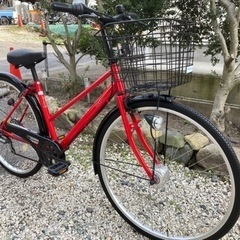 322.シティーサイクル27インチ赤（外装6段変速）
