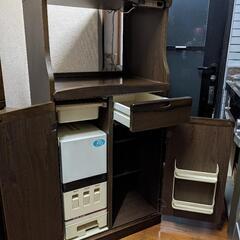 レンジ台　米びつ付き　ブラウンの画像