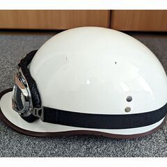バイク用ヘルメット＆ゴーグル　白　XLの画像