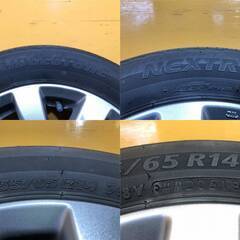No.760　スズキ ワゴンR純正ホイール　14インチ 14×4.5J　4穴 PCD100　ブリヂストンタイヤ 155/65R14　4本 売切 140サイズ×4の画像