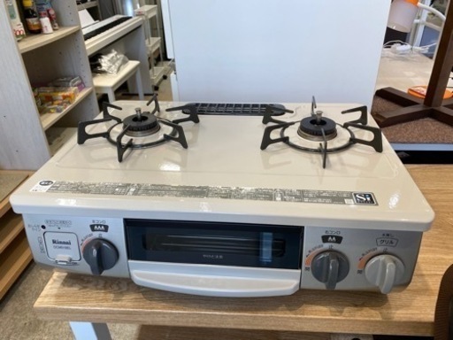 リンナイ LPガス プロパン ガスコンロ 中古 ガステーブル 2018 ピュアライトグレー