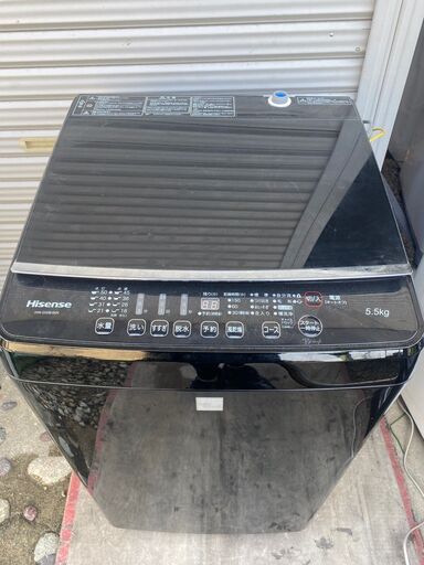 ハイセンス Hisense 5.5ｋg 全自動電気洗濯機HW-G55E4KK ブラックガラストップ2016年製