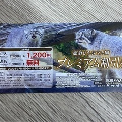 那須どうぶつ王国  割引券　大人半額　こども無料
