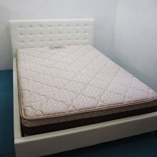 ダブルベッドマットレス ダブル] ポケットコイルマットレス付きベッド 宮付きすのこベッド 2口