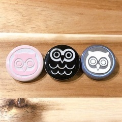 フクロウ　バッジ　3点セット