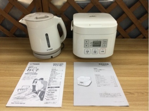 ニトリ マイコン炊飯ジャー SN-A5 3合炊き 2019年製 とタイガー電気ケトル PCI-G100 2015年製