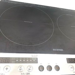 ★中古品　アイリスオーヤマ　2口IHコンロ　2019年製　脚付きの画像