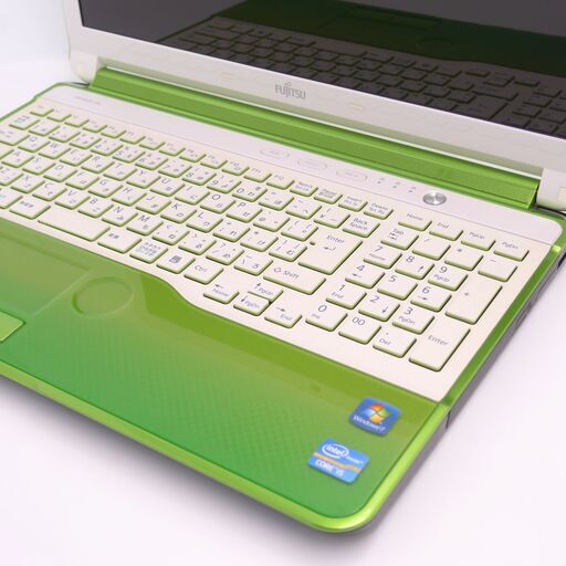 日本製 新品SSD搭載 Wi-Fi有 緑 ノートパソコン 富士通 AH54/G 中古良品 15.6型 Core i5 8GB DVDRW 無線 webカメラ Windows10 Office