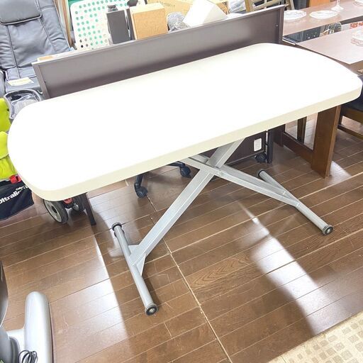 5/7大川家具 リフティングテーブル 東馬 ホワイト 家具