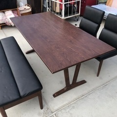 シギヤマ家具 ダイニング4点セット ウッド×レザー